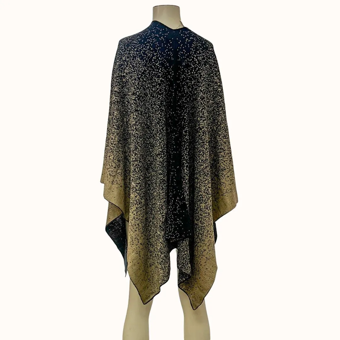 Calvin Klein Ombre Metallic Jacquard Poncho - Brown