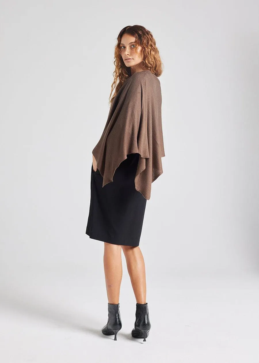 Carrie Cashmere/Bamboo Poncho - Chocolate