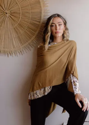 Carrie Cashmere/Bamboo Poncho - Cumin