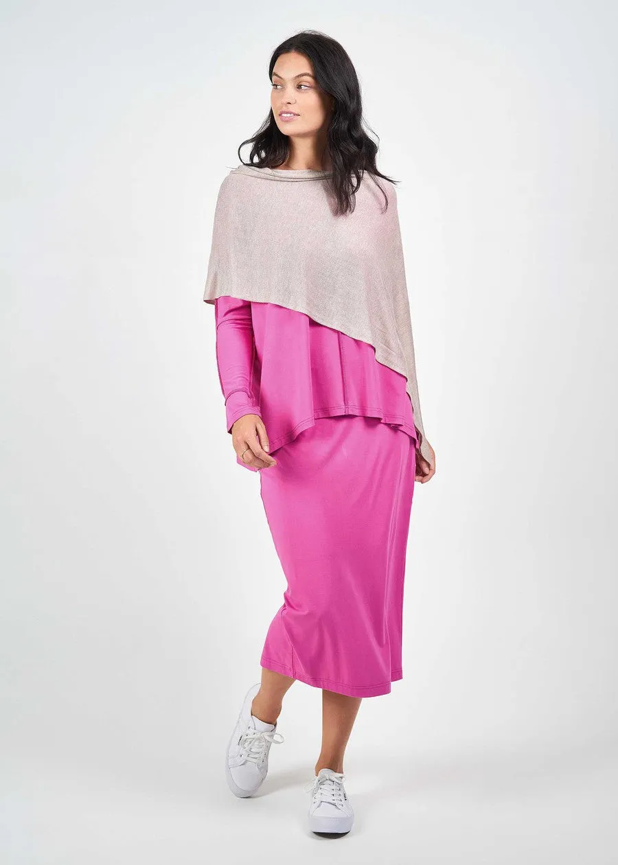 Carrie Cashmere/Bamboo Poncho - Linen