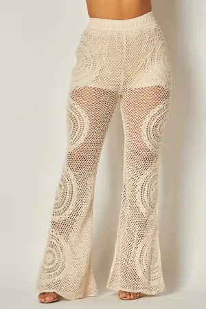 Catch A Wave Crochet Knit High Rise Pants