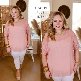 Changemaker Swiss Dot Top with Half Sleeves in Blush Pink