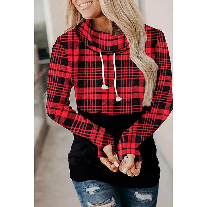 Checked Coat With Hood And Lace Up Padded Sweatshirt