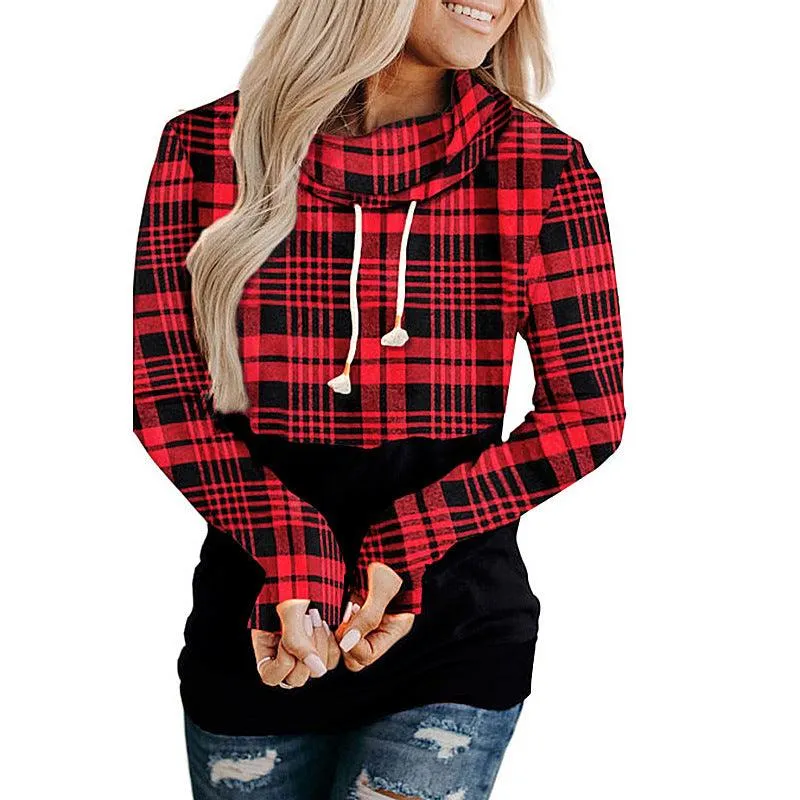 Checked Coat With Hood And Lace Up Padded Sweatshirt