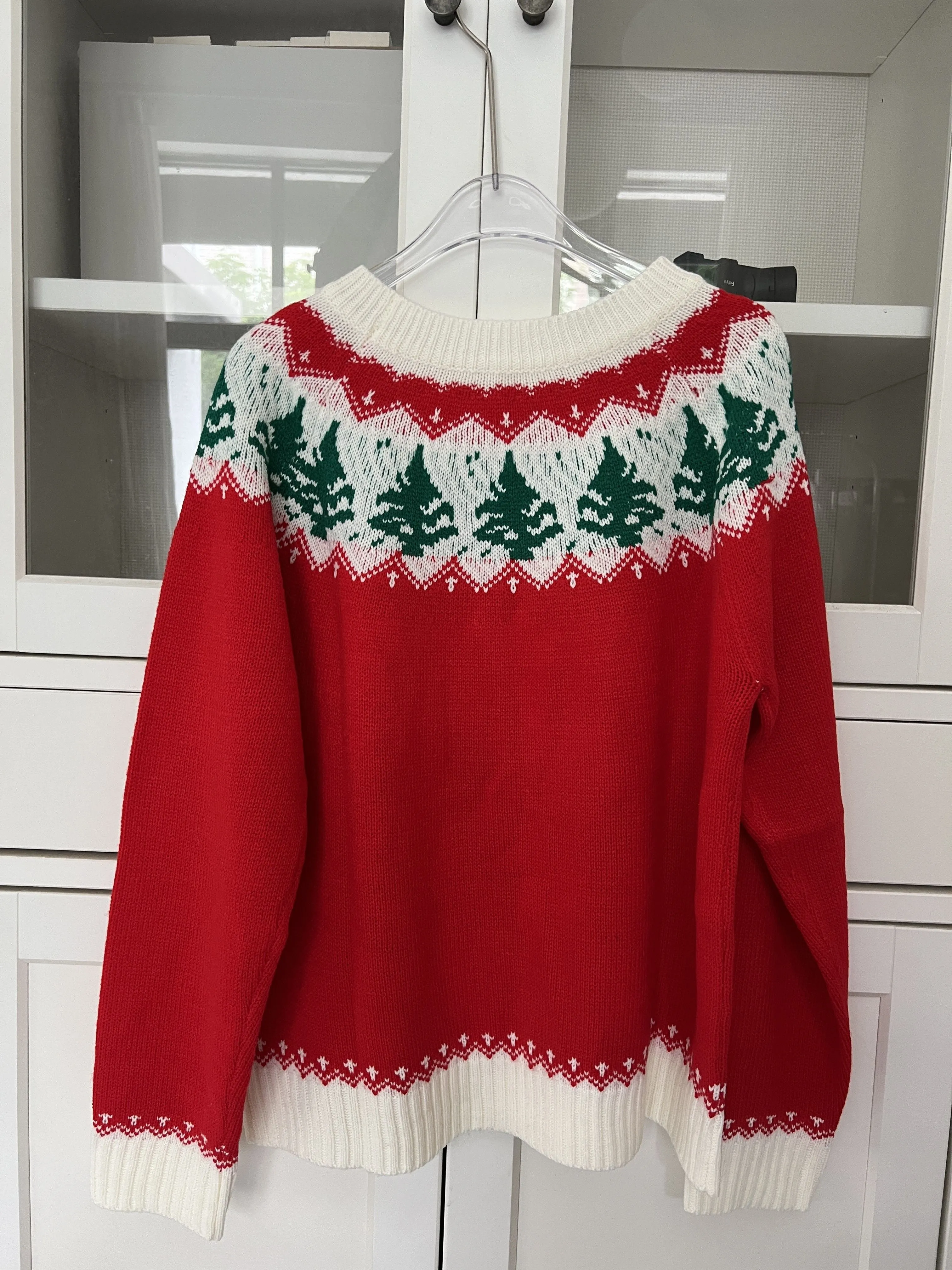 Chic Christmas Tree Knit Sweater for Women - Cozy Long Sleeve, Crew Neck Pullover | Elegant & Versatile | Perfect for Casual Wear, Dates, Parties & Business Occasions, for Christmas, Winter, Autumn, Spring