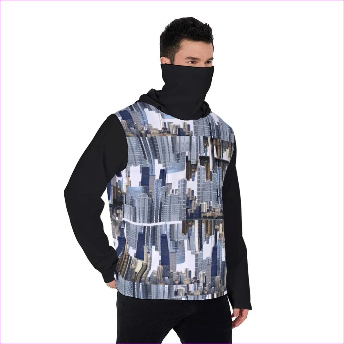 City Blocks Men's Heavy Fleece Hoodie With Mask