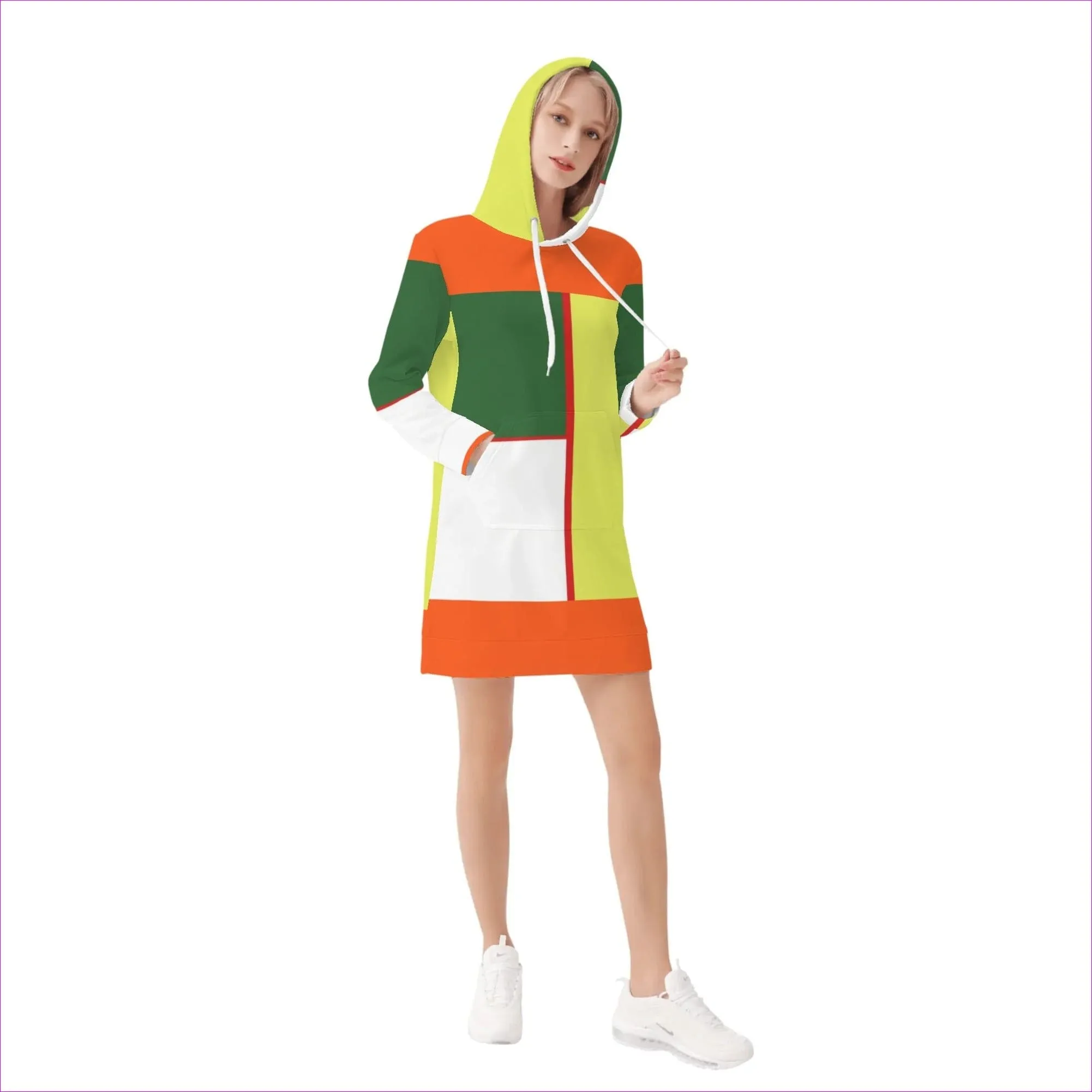 Color Block Astute Womens Hoodie Dress