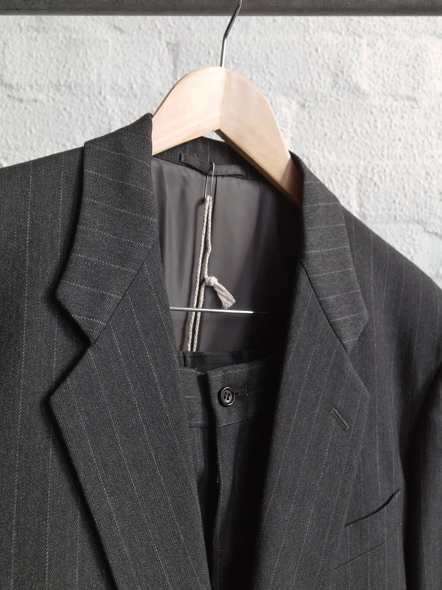 Comme des Garcons Homme Plus 1990 grey wool stripe 2 button suit - mens S