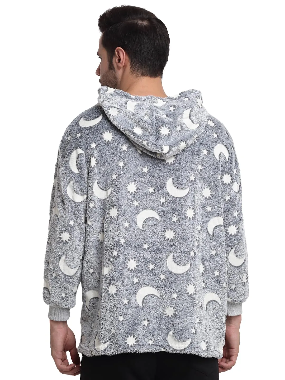 Cortina Glow in The Dark Wearable Blanket Hoodie for Kids,Oversized Sweatshirt Wearable Blanket Hoodie with Giant Pocket,Super Warm Soft Flannel Hooded Blanket, Moon