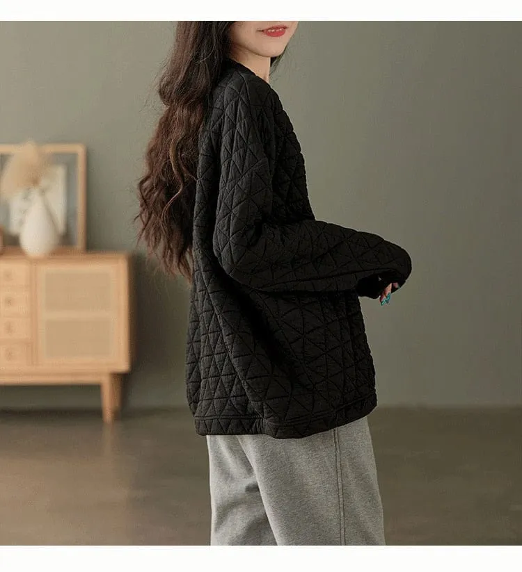 Cozy Padded O Neck Sweatshirt