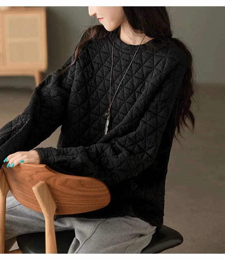 Cozy Padded O Neck Sweatshirt