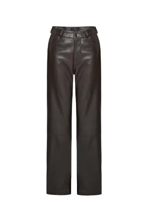 Daisy Women's Wide Leg Nappa Leather Pants - Dark Chocolate