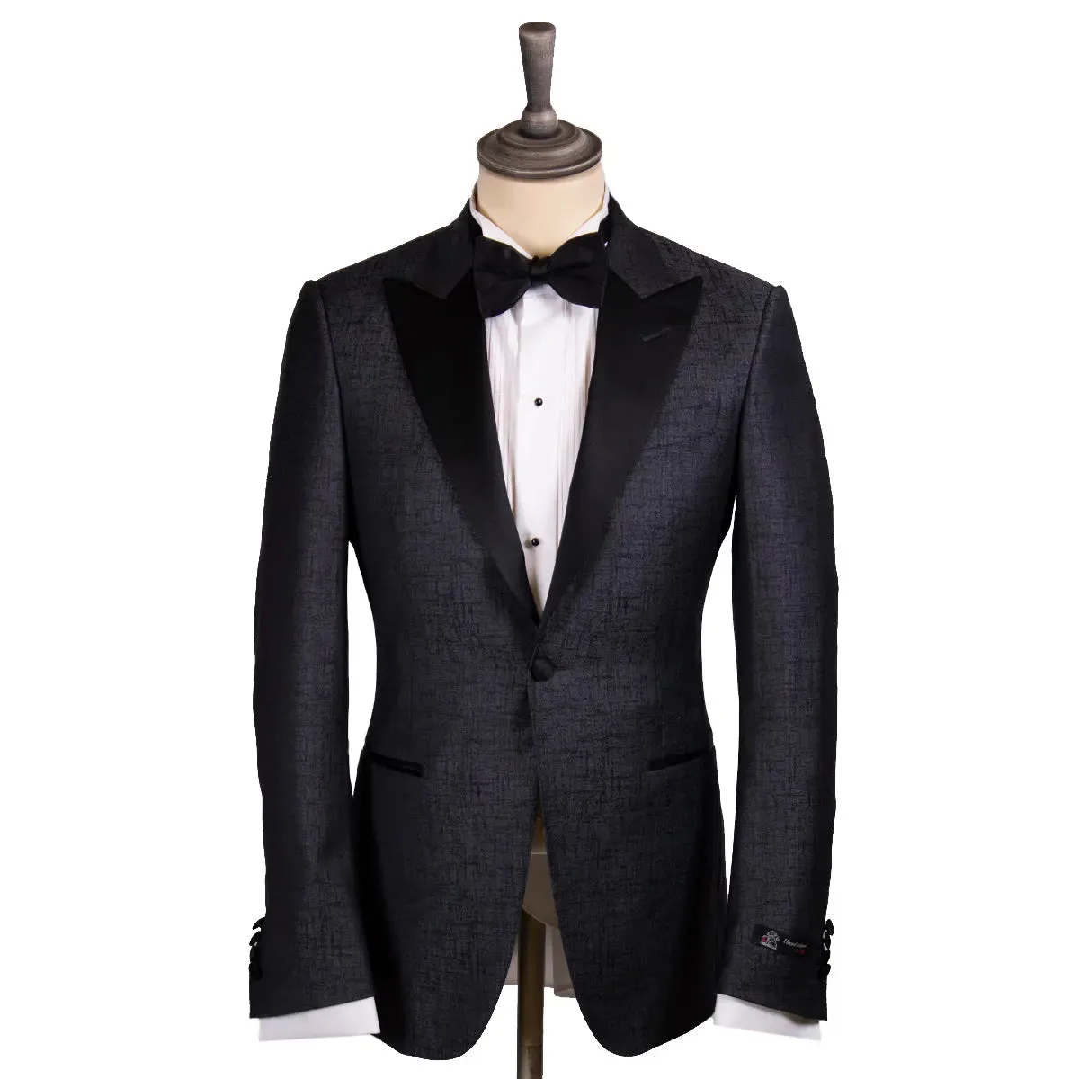 Dark Grey Jacquard Weave Tuxedo Jacket