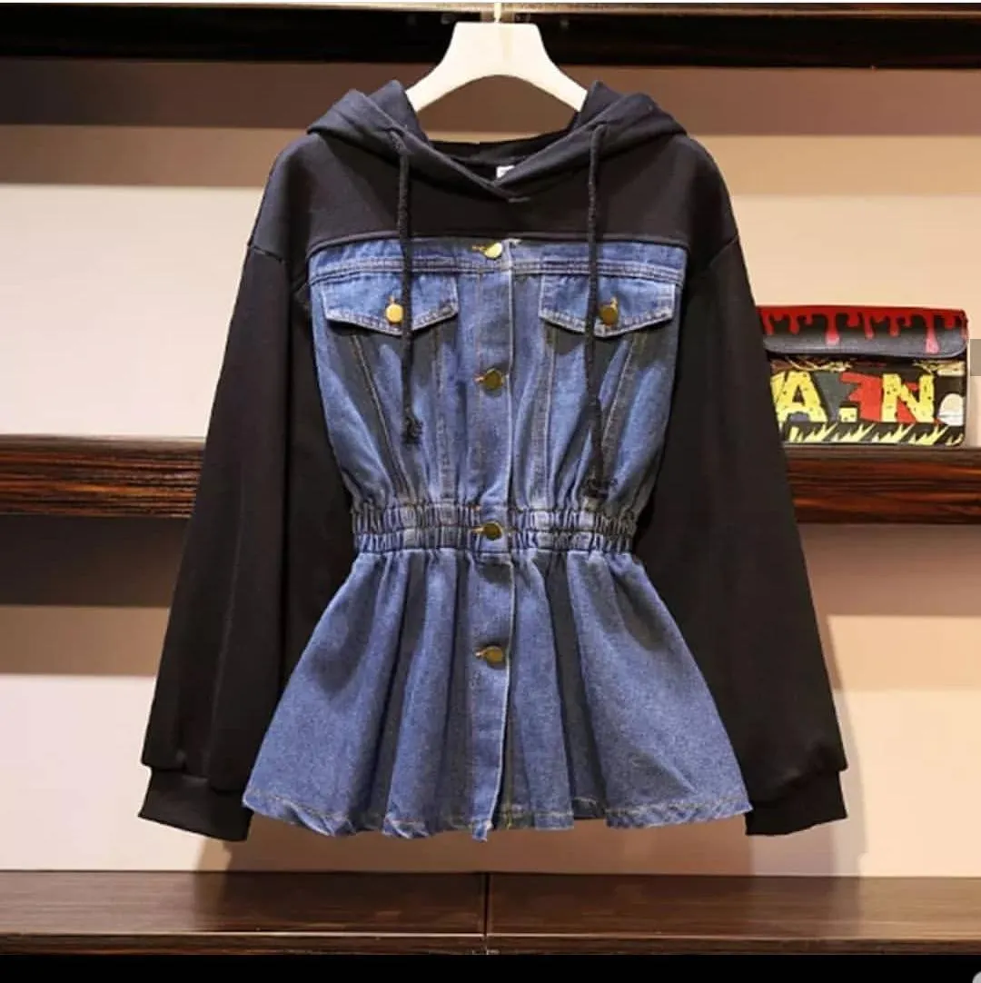 Denim Hooded Sweatshirt