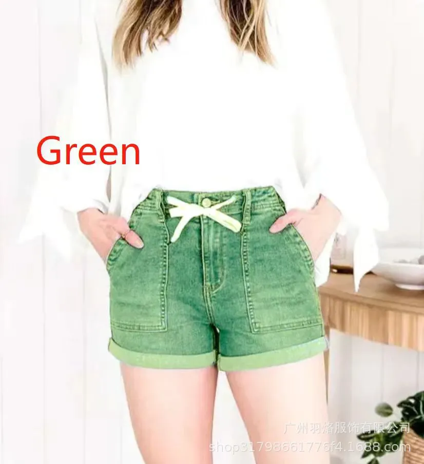 Denim Women's Pants Belt Design Elastic