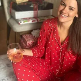 Eberjey Gisele Printed Long PJ Set PJ1141 in Haute Red Presents