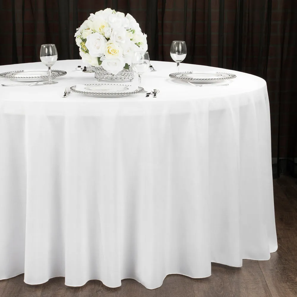 Economy Polyester Tablecloth 108" Round - White