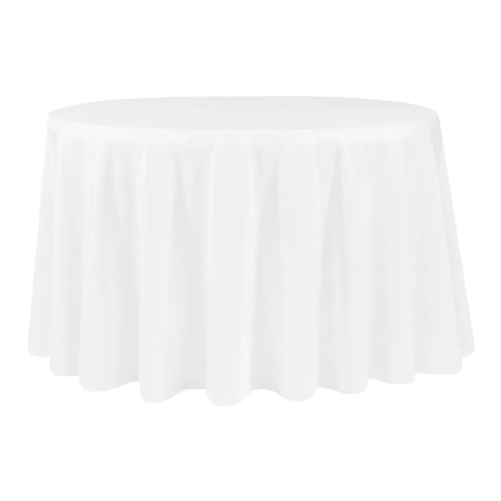 Economy Polyester Tablecloth 108" Round - White