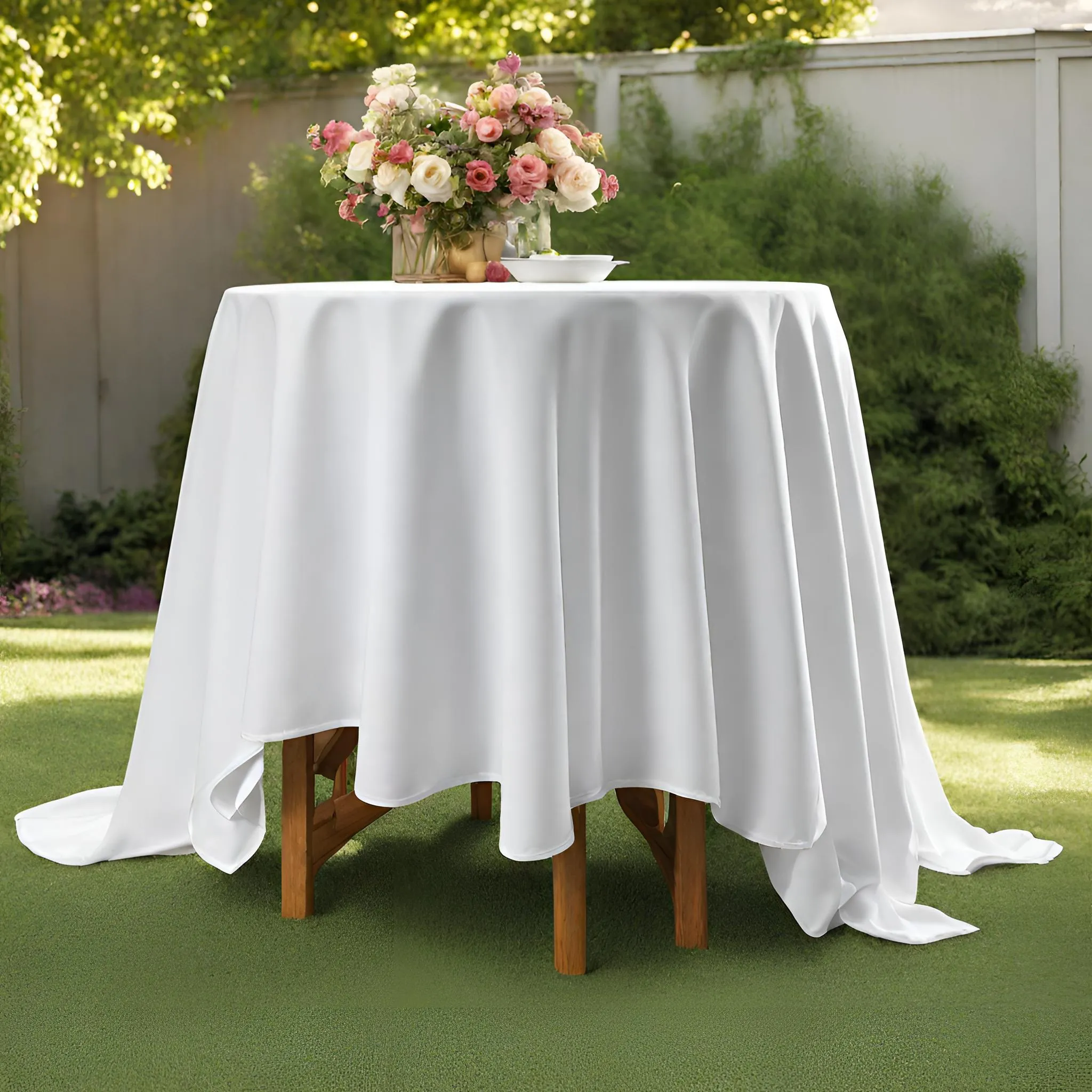 Economy Polyester Tablecloth 108" Round - White