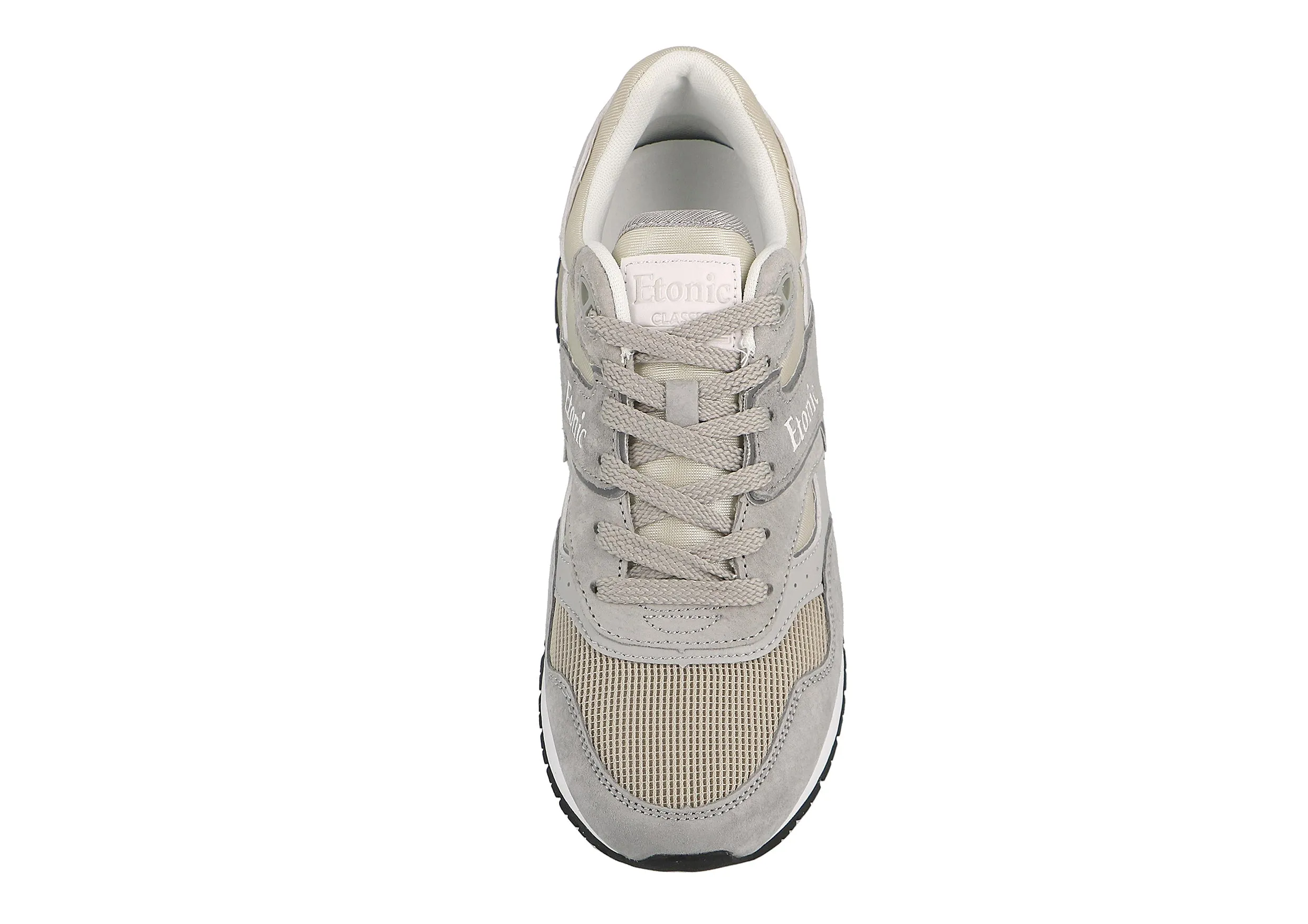 Etonic Stable Base sneakers in beige mesh fabric and grey suede with multi-layer light grey leather inserts