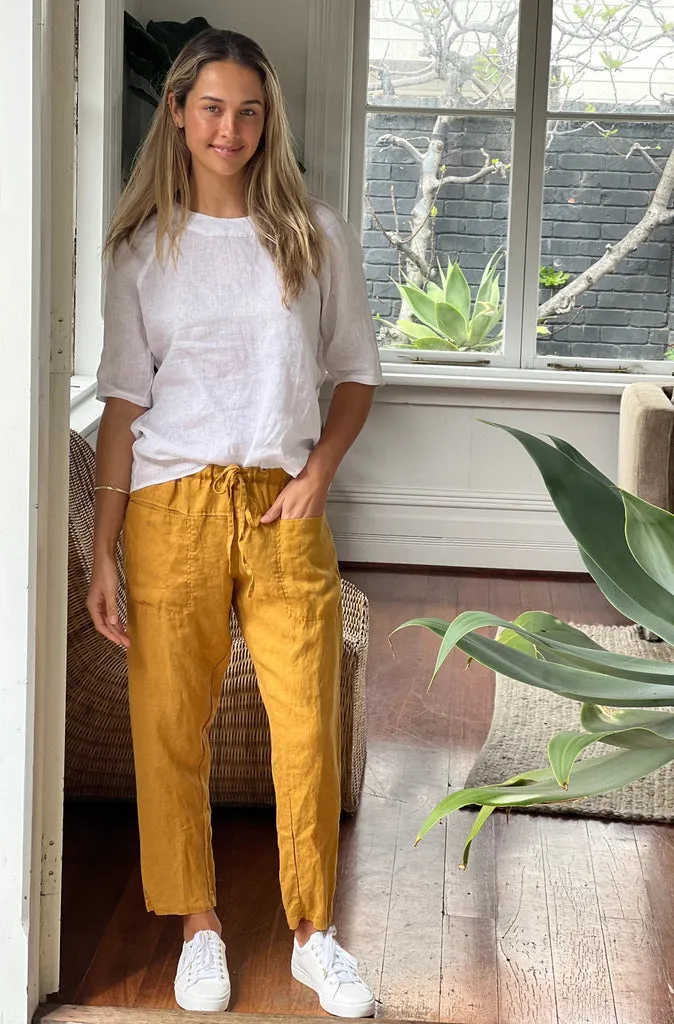 Frockk Jessie Linen Pant in Turmeric