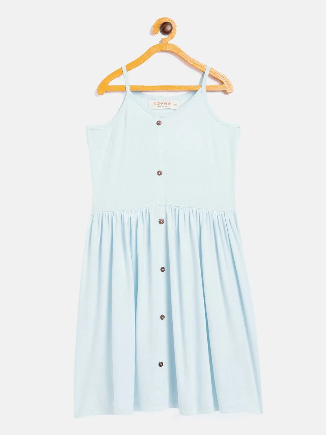 Girls Blue Front Button Strappy Dress - Lyush Kids