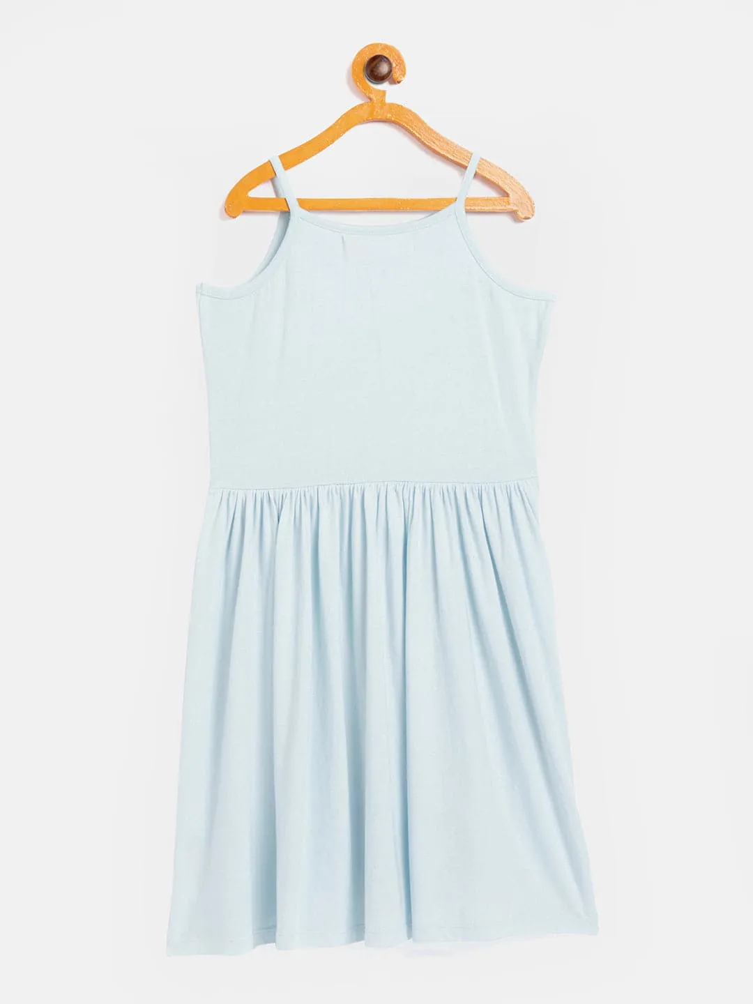 Girls Blue Front Button Strappy Dress - Lyush Kids