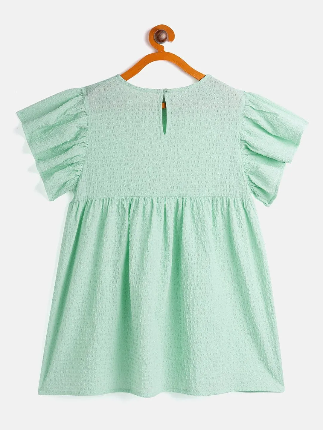 Girls Green Seer Sucker Boxy Dress - Lyush Kids