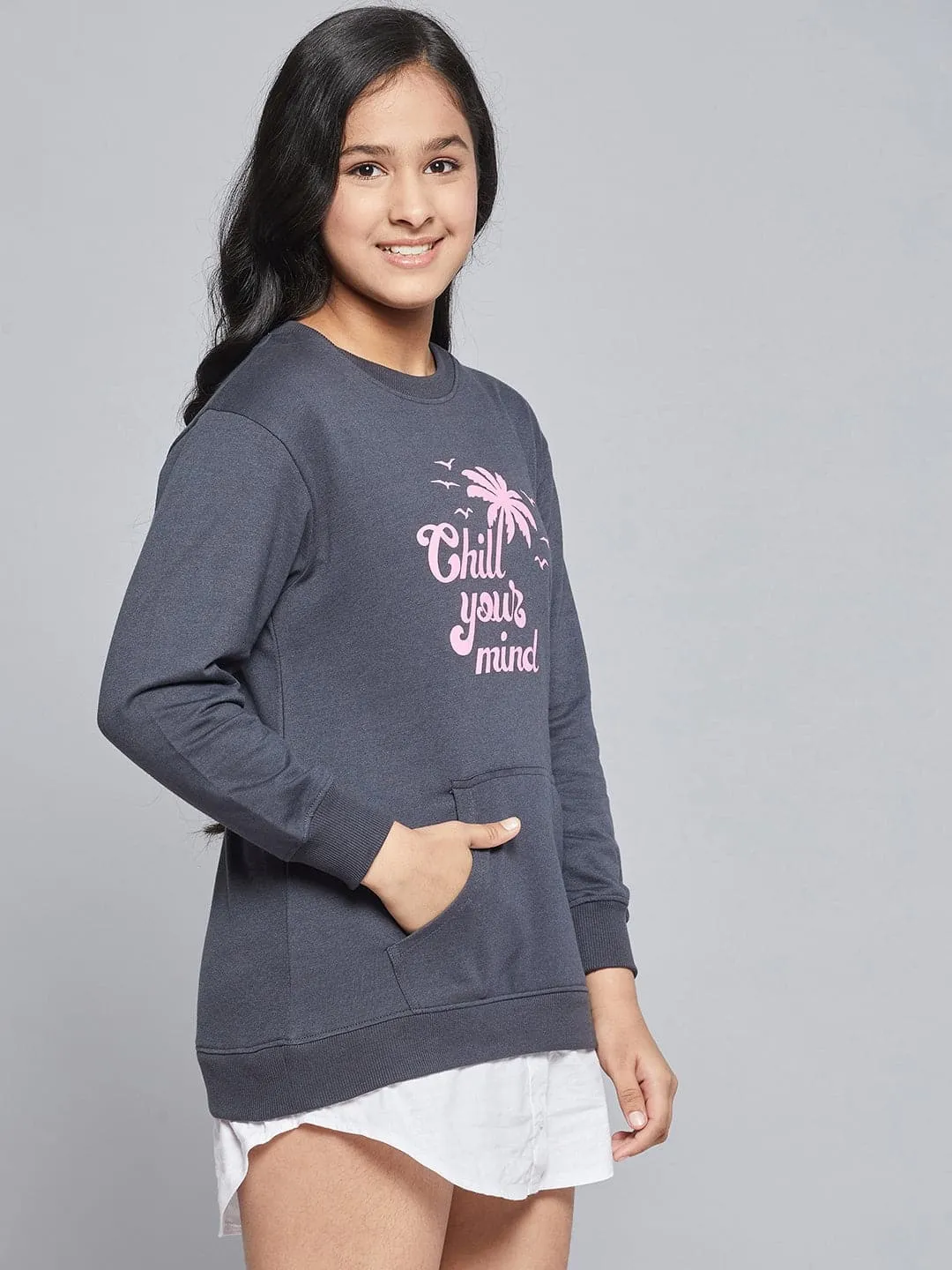 Girls Navy Terry Chill Sweat Dress - Lyush Kids