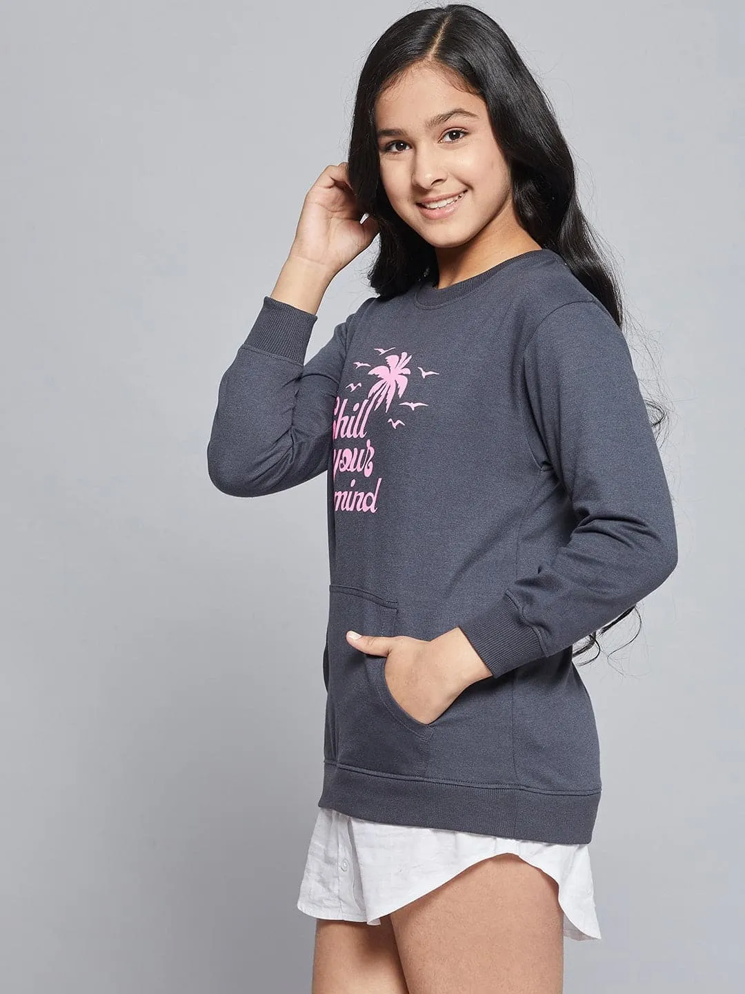 Girls Navy Terry Chill Sweat Dress - Lyush Kids