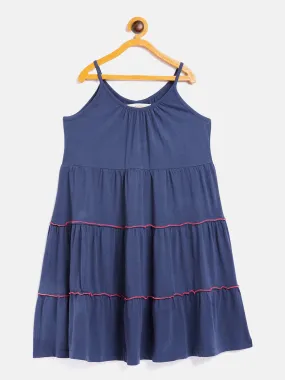 Girls Navy Tiered Dress - Lyush Kids