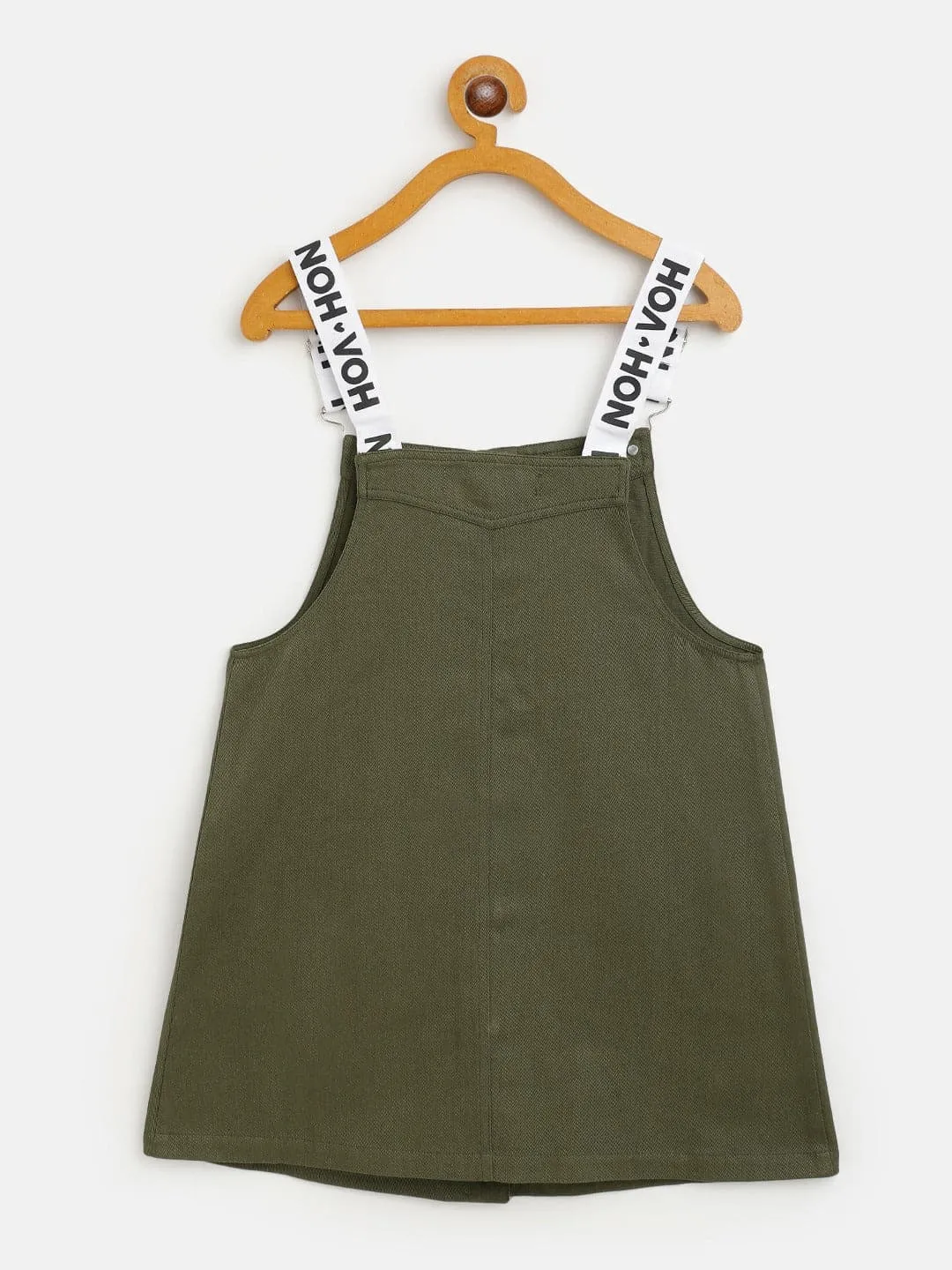 Girls Olive Twill Pinafore Dress - Lyush Kids