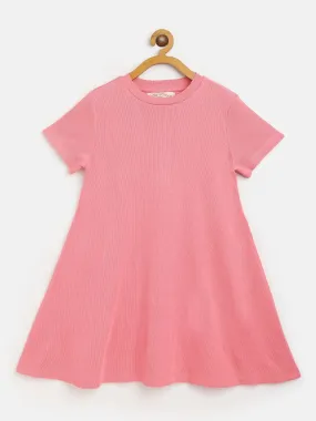 Girls Pink Rib Tent Dress - Lyush Kids