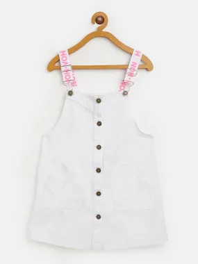 Girls White Twill Pinafore Dress - Lyush Kids