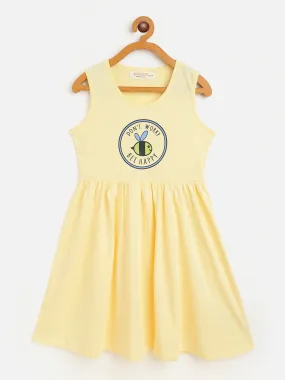 Girls Yellow Don??-Worry Gather Dress - Lyush Kids