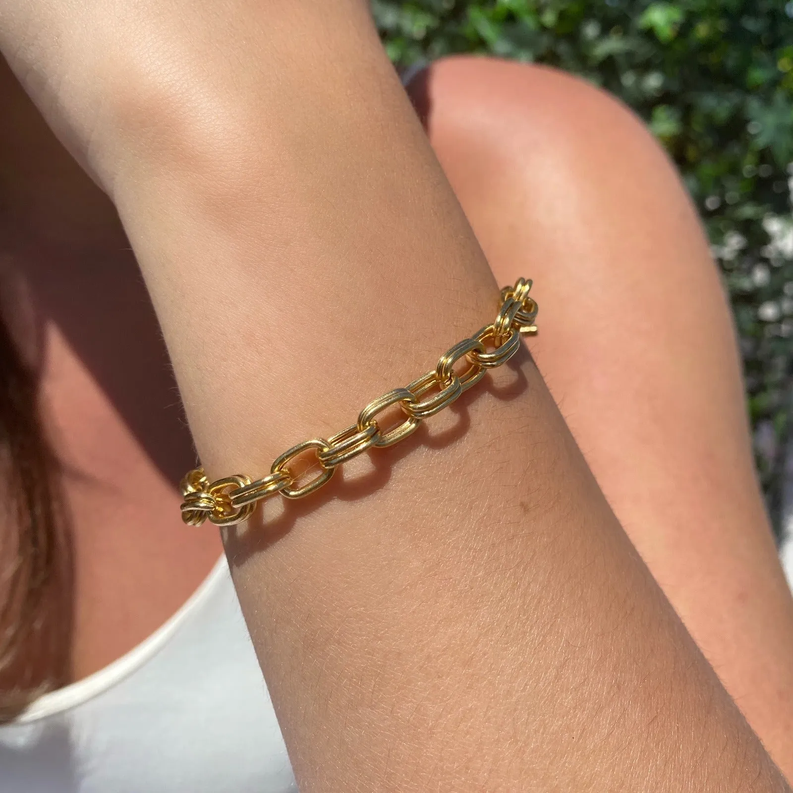 Gold Link Chain Toggle Bracelet