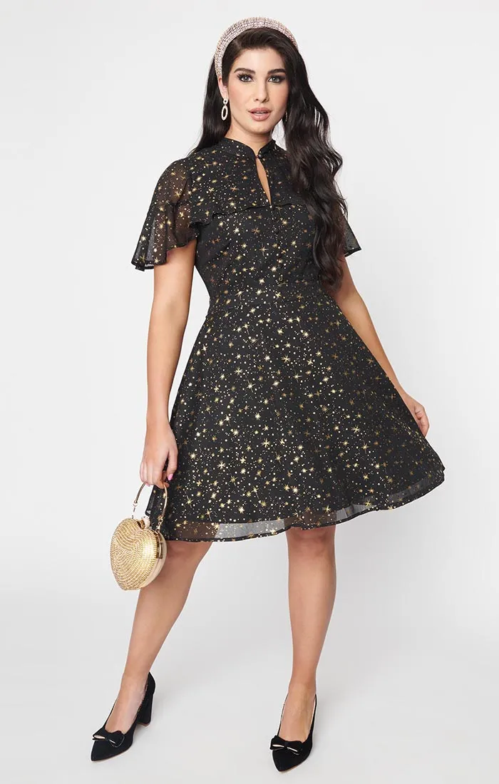 Gold Starburst Dress by Unique Vintage