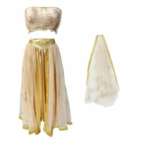 Golden Egyptian Princess Costume Elegant Sparkling Fabric Outfit