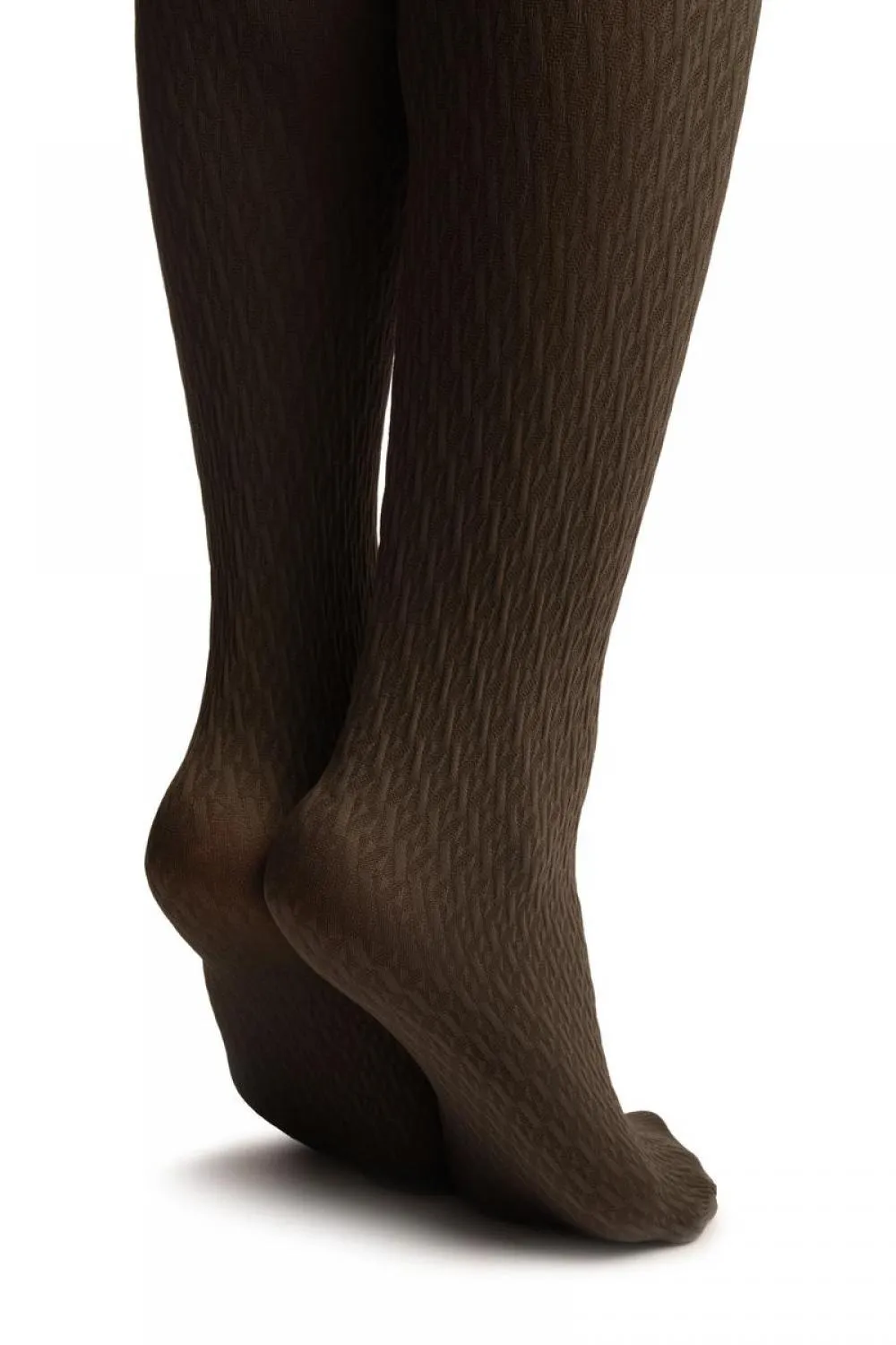 Grey 3D Woven Rhombi All The Way Up Warm Tights