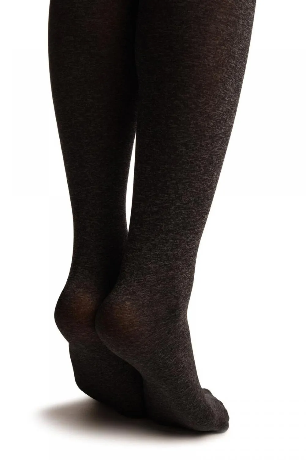 Grey Opaque Faux Stockings With Black Top Tights