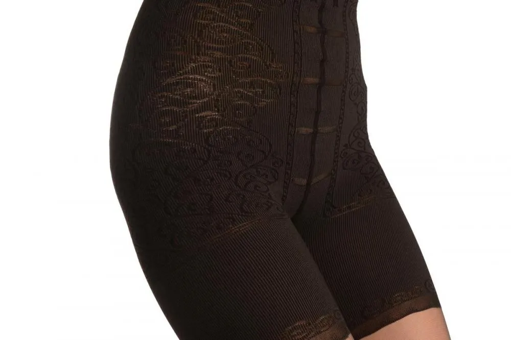 Grey With Strong Floral Corset Shaping Tummy In Tights