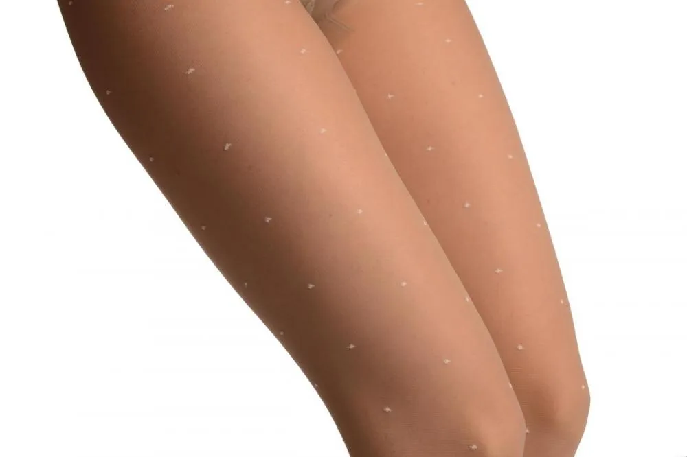 Grey With White Woven Polka Dot Tights