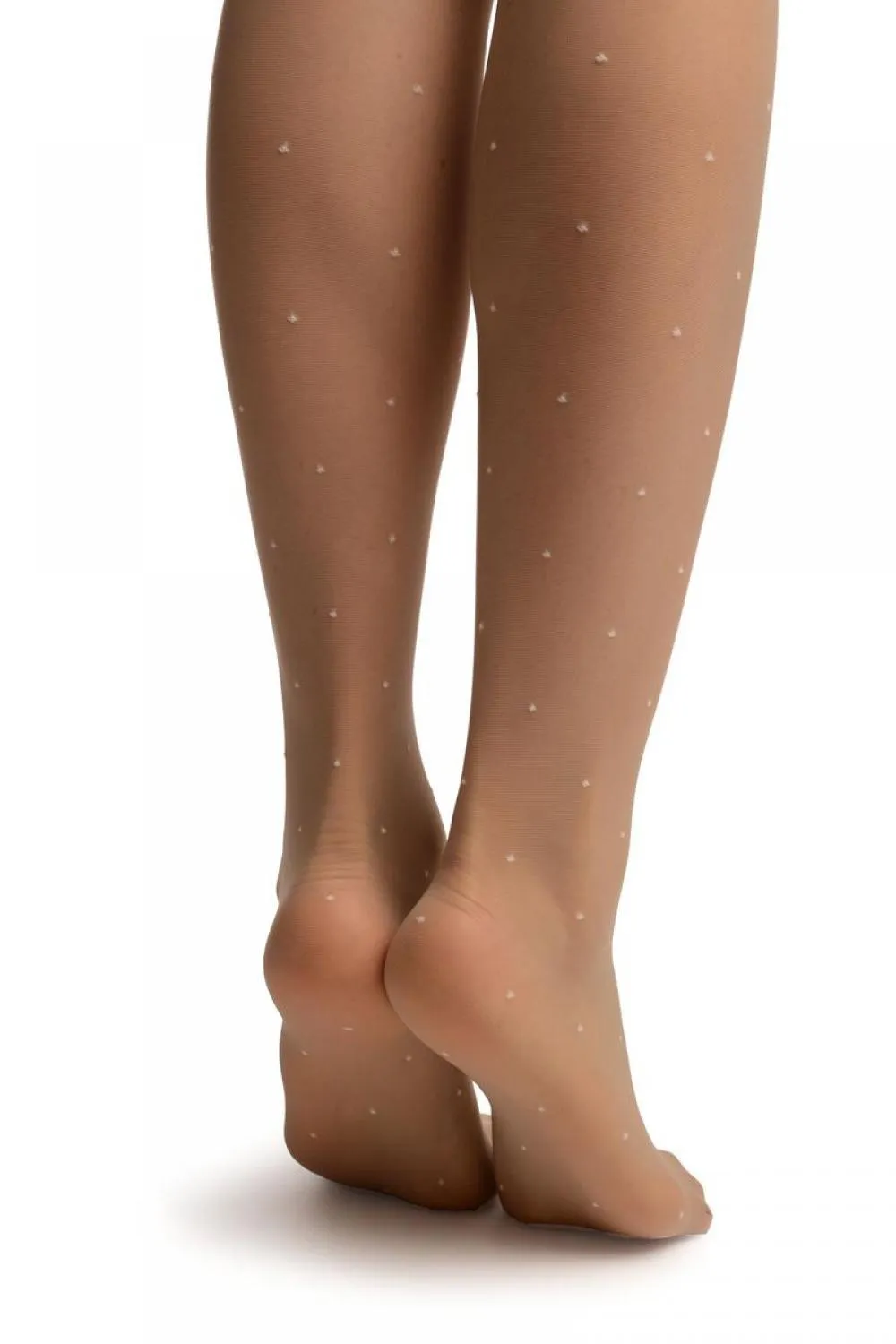 Grey With White Woven Polka Dot Tights