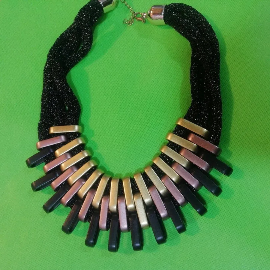 Handmade Black Multilayer Chain Choker Necklace