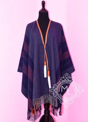 Hermes Cashmere Wool Blue Grey Rocabar Bivouac Poncho Cape