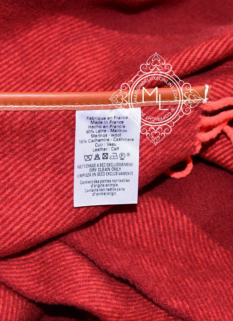 Hermes Cashmere Wool Red Rocabar Bivouac Poncho Cape