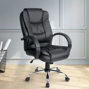 High-Back Leather Executive Office Chair, Adjustable - Artiss