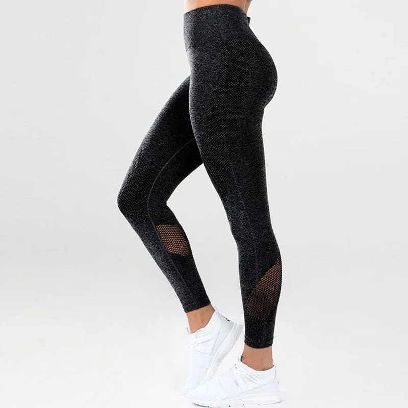 High Waist Breathable Mesh Panel Sports Leggings