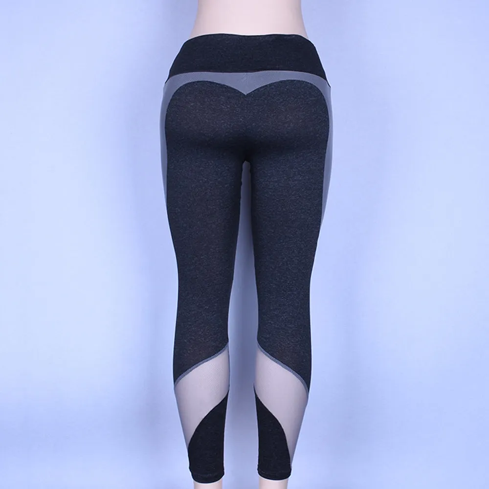 High Waist Yoga Pants with Mesh Panels