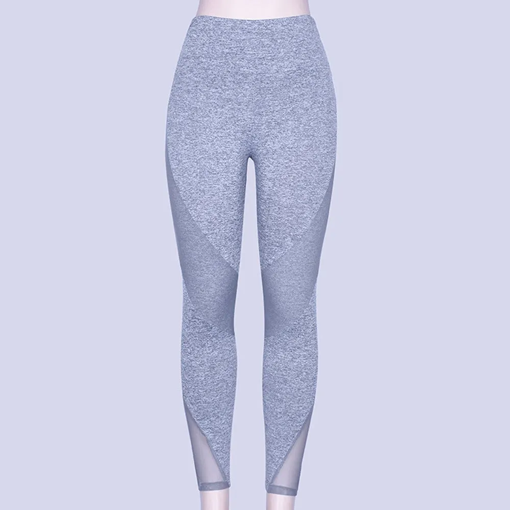 High Waist Yoga Pants with Mesh Panels